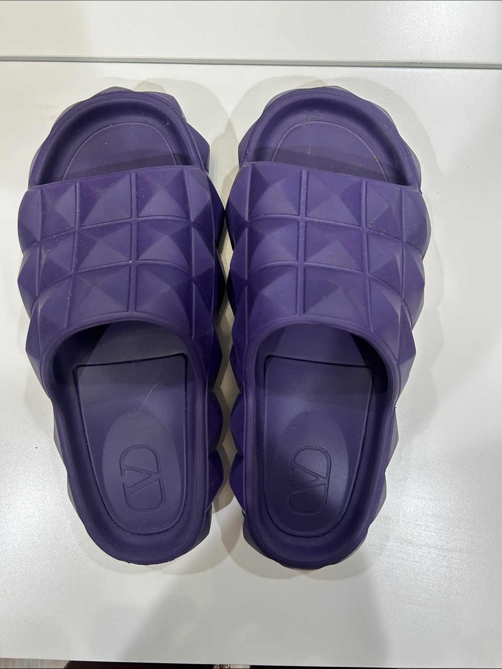 Valentino Kids Purple Quilted Rubber Slide Sandals